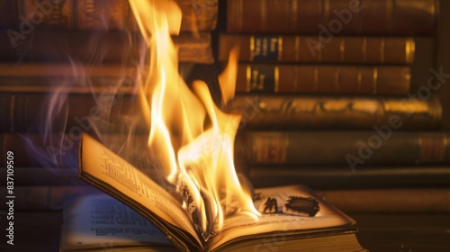 burning manuscripts on the background of old books --no text, titles, --ar 16:9 --quality 0.5 --stylize 0 Job ID: ab7ea8f5-da78-4b88-9366-b1b3d42d299b photo