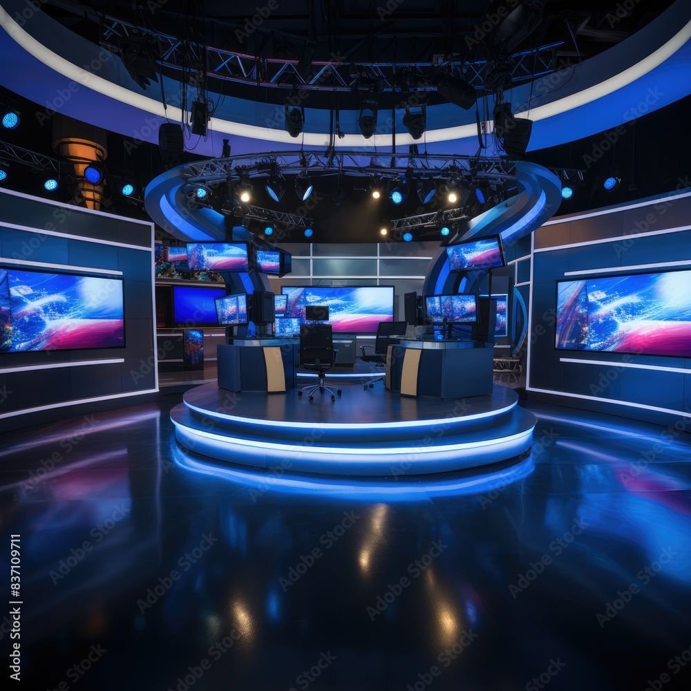 News, documentary, reporting program TV studio set. Tv or Cable new ...