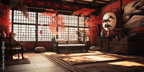 oriental japanese room background photo