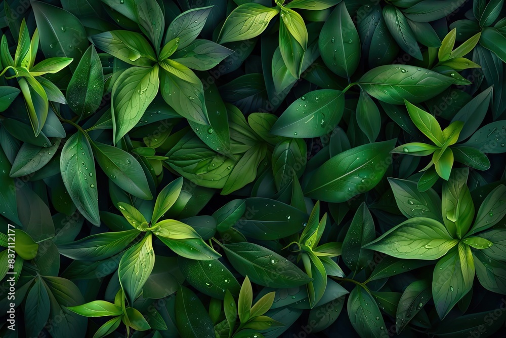 Lush green leaves with dewdrops creating a fresh, natural background. Perfect for nature-themed designs and eco-friendly projects. Lush green leaves with dewdrops creating a fresh, natural background. Perfect for nature-themed designs and eco-friendly projects.