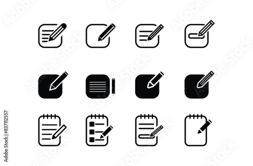Edit icon collection. Writing note symbol vector illustration.