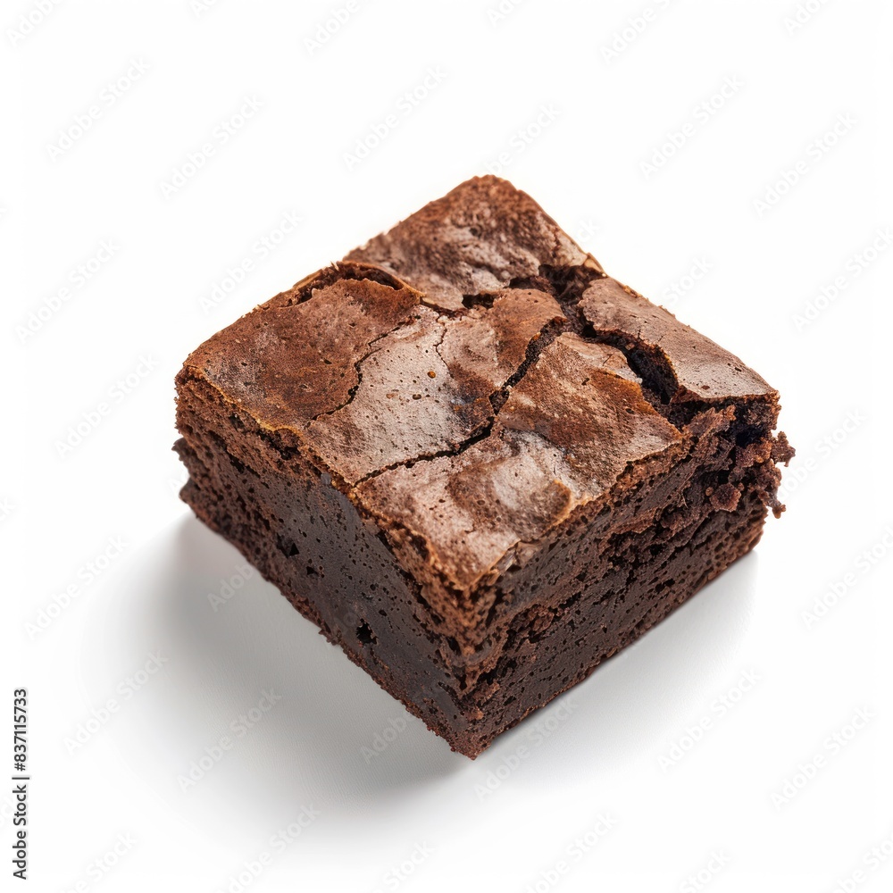 High-resolution close-up of a delectable brownie, isolated against a pristine white background. High-resolution close-up of a delectable brownie, isolated against a pristine white background.