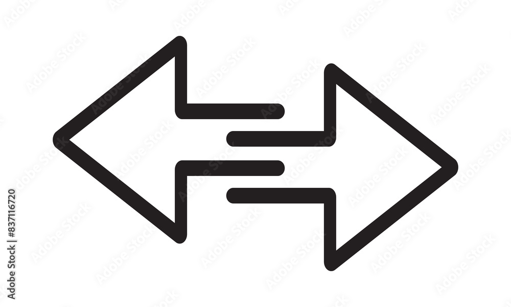 Dual sided black arrow icon, silhouette, vector design. Double ended arrow vector design for website, app and logo design. Vector illustration of duel side arrow. Dual sided black arrow icon, silhouette, vector design. Double ended arrow vector design for website, app and logo design. Vector illustration of duel side arrow.