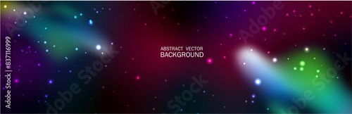 Abstract Colorful Galaxy Background with Defocused bright Gradient, Spots and highlight. North Lights. Stylized Universe and Polar Lights.