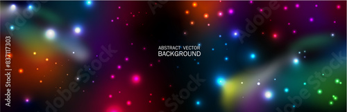 Abstract Colorful Galaxy Background with Defocused bright Gradient, Spots and highlight. North Lights. Stylized Universe and Polar Lights.