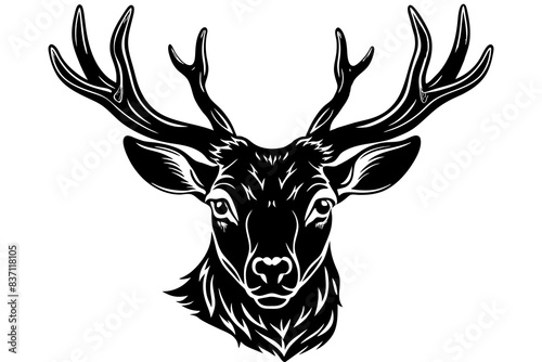 deer head black silhouette vector illustration
