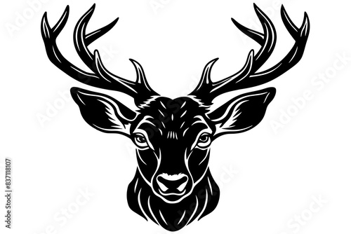 deer head black silhouette vector illustration
