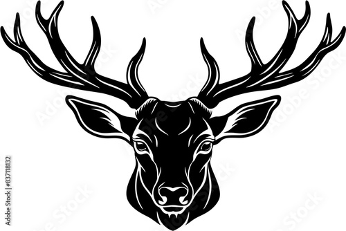 deer head black silhouette vector illustration
