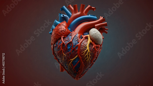 Futuristic heart model background for themes of heart attack, hypertension and other coronoary heart disease photo