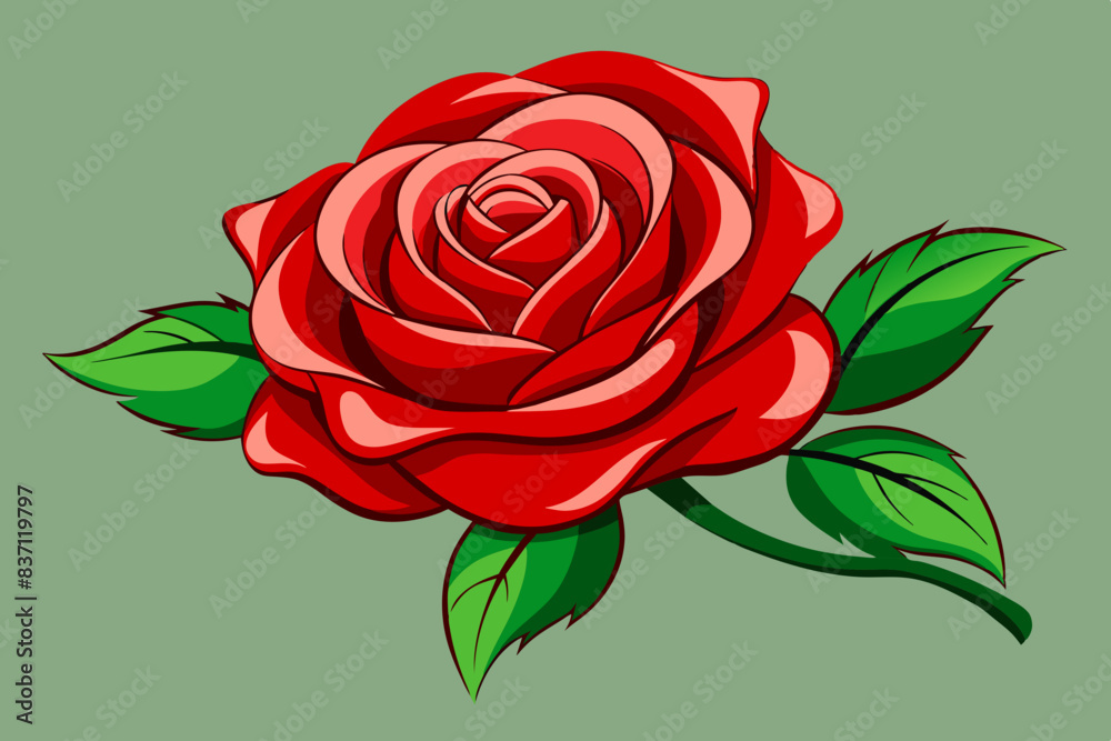 red rose with leaves red rose with leaves