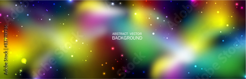 Abstract Colorful Galaxy Background with Defocused bright Gradient, Spots and highlight. North Lights. Stylized Universe and Polar Lights.
