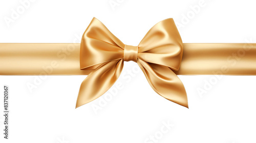 
cross gold silk ribon with bow on right side isolated on white background