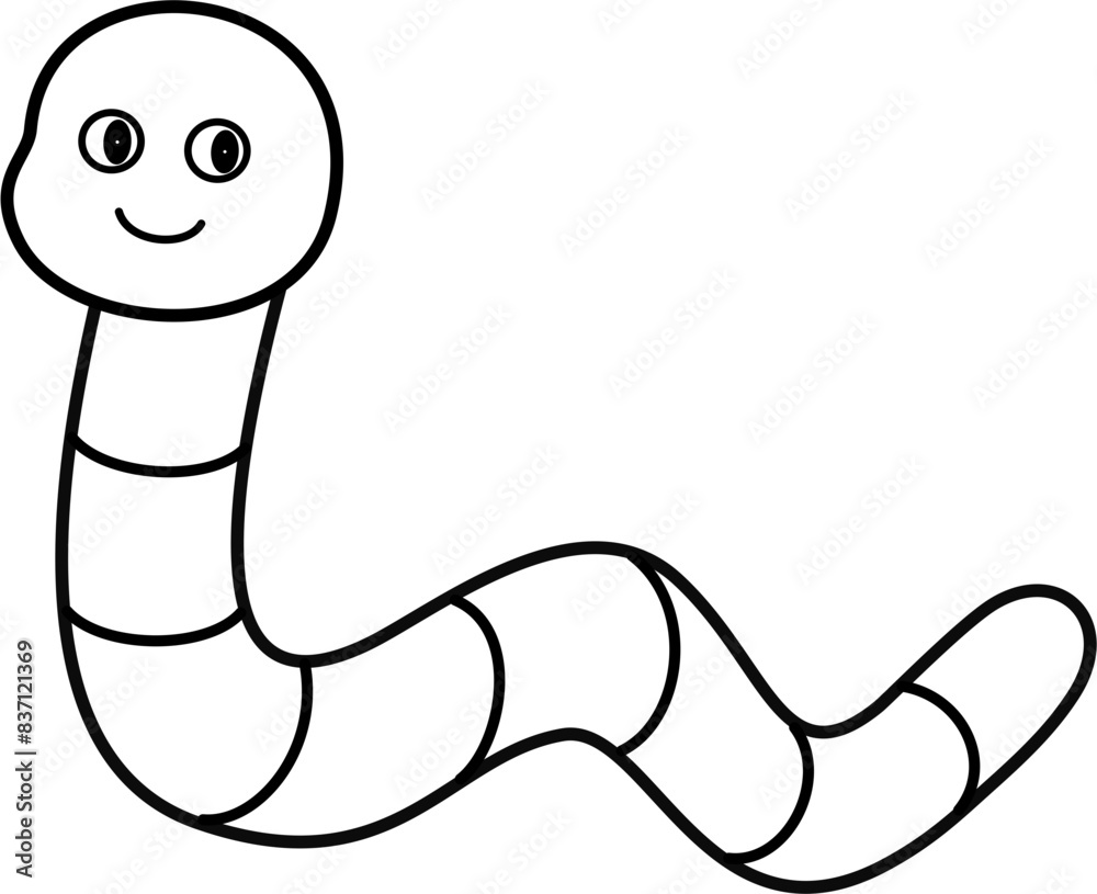 Fototapeta premium cute worm cartoon lineart