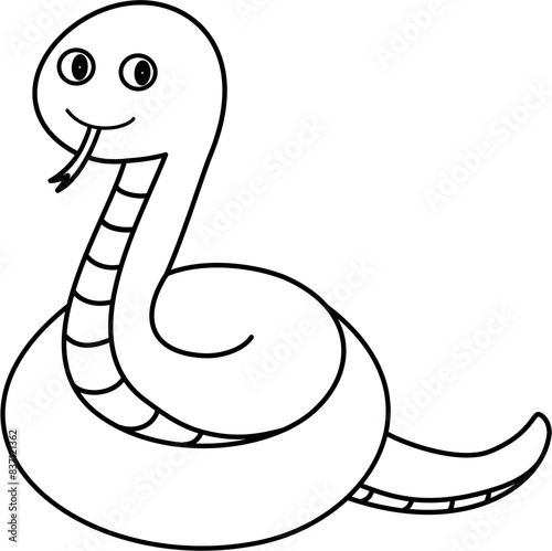 cute snake cartoon lineart