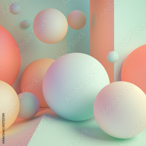 Esferas de colores pastel estilo 3D.