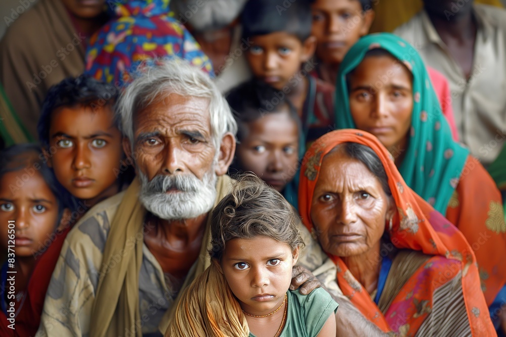 Diverse group of Indian individuals of all ages standing together in unity. Diverse group of Indian individuals of all ages standing together in unity.