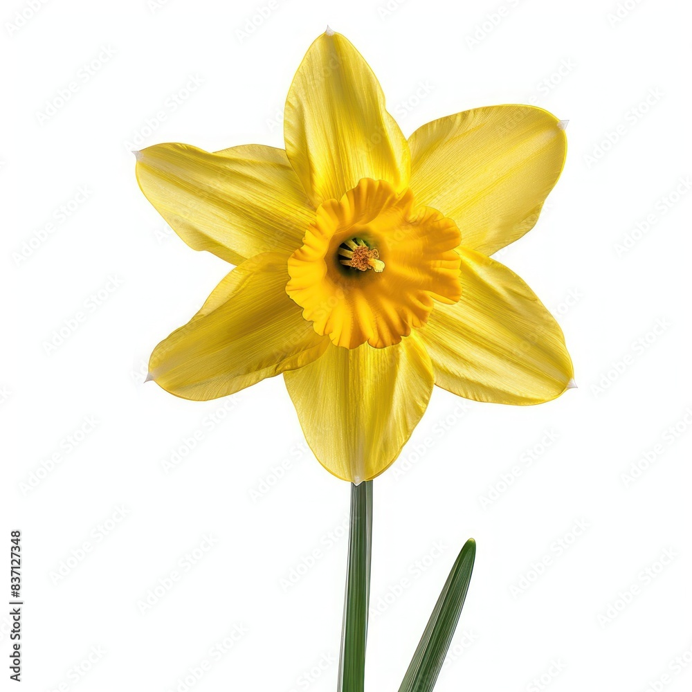 Fototapeta premium Bright Daffodil Isolated on White Background. High-Quality Spring Blossom Image