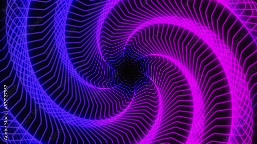 Glowing blue and pink neon radio wave background, seamless loop video.