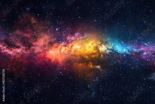Space backgrouds nebula in colorful blue, yellow, red