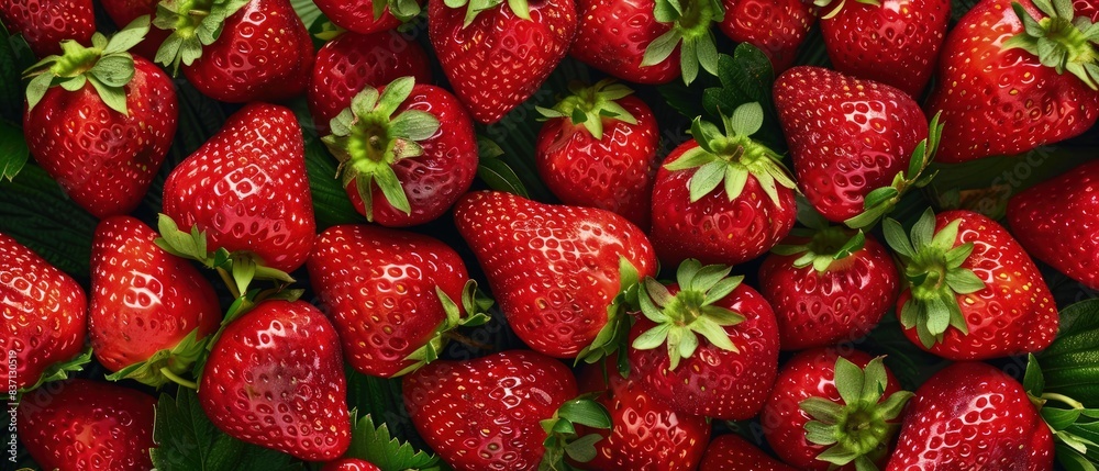 Summer's Bounty, Ripe Strawberries in Lush Patch Summer's Bounty, Ripe Strawberries in Lush Patch