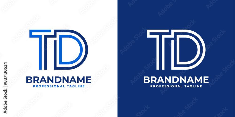 Letters TD Line Monogram Logo, suitable for business with TD or DT initials