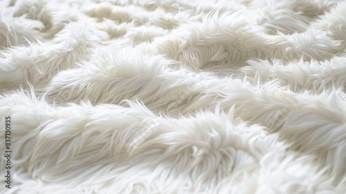 Soft white fabric with a seamless fur pattern, creating a cozy and tactile textile surface.