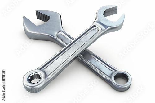A realistic illustration of a wrench and screwdriver crossed together on a clean white background. Tool and repair concept