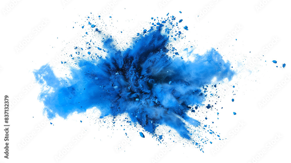 Blue powder explosion effect isolated or on white background. PNG. AR 16:9
Blue powder explosion effect isolated or on white background. PNG. AR 16:9
