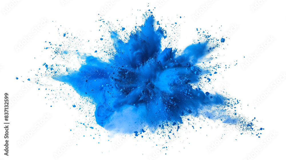 Blue powder explosion effect isolated or on white background. PNG. AR 16:9
Blue powder explosion effect isolated or on white background. PNG. AR 16:9
