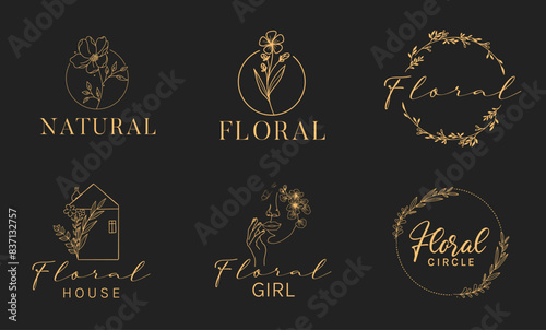 Floral logo design set 