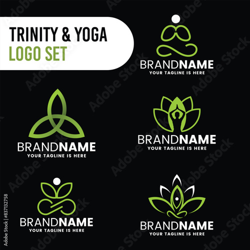 yoga logo set, lotus flower logo set