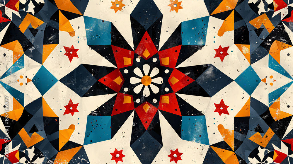 Obraz premium Modern geometric pattern for textile design with traditional motifs
