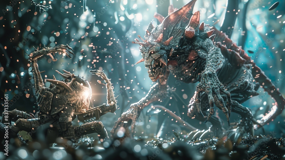 Fototapeta premium Troll fighting artificial intelligence