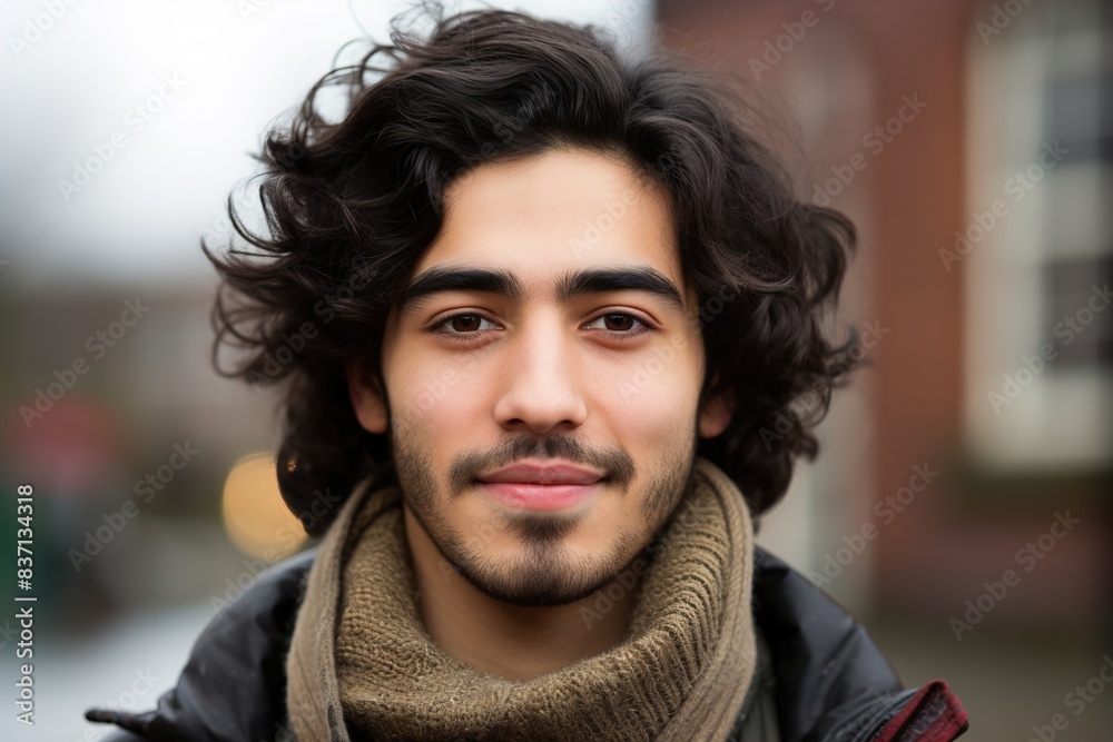 A man with a beard and long hair is smiling for the camera A man with a beard and long hair is smiling for the camera