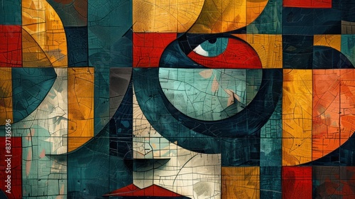 Abstract Geometric Composition Behind Human Face