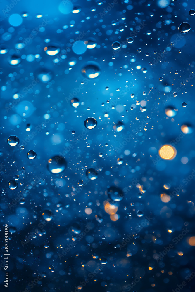 Ethereal Blue Water Droplets and Light Effects in Dark Background Ethereal Blue Water Droplets and Light Effects in Dark Background