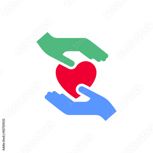 Hands with heart icon or Valentines day symbol