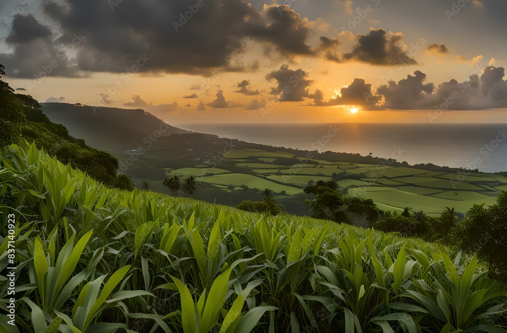 Landscape picture of green hilltop Landscape picture of green hilltop