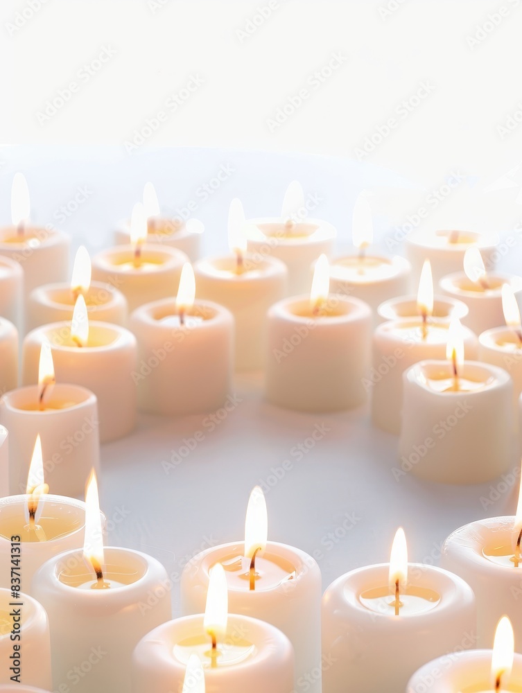 Elegant candles arranged in a frame with a white background. Elegant candles arranged in a frame with a white background.
