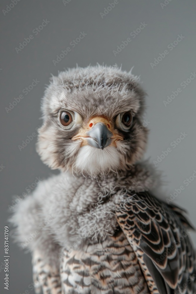 A baby bird with a fluffy coat and a curious look on its face. The bird is looking directly at the camera, as if it is trying to communicate with the viewer A baby bird with a fluffy coat and a curious look on its face. The bird is looking directly at the camera, as if it is trying to communicate with the viewer