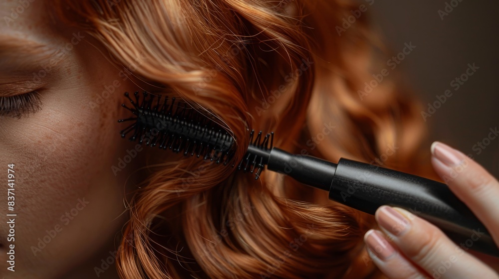 Obraz premium a stylist using a curling iron to create tight, defined curls