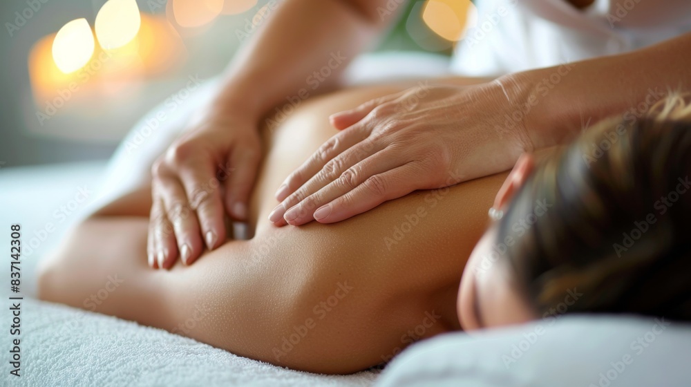 a therapist performing a Swedish massage on a woman's back