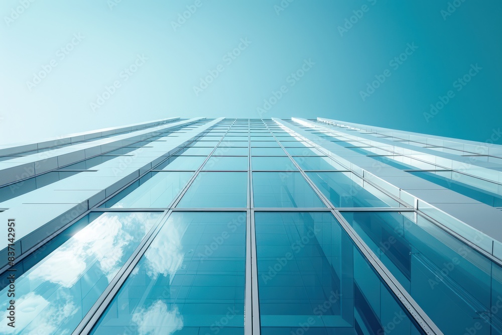 Modern Glass Skyscraper - A striking low-angle view of a modern glass skyscraper reflecting the clear blue sky, symbolizing innovation and contemporary architecture. Modern Glass Skyscraper - A striking low-angle view of a modern glass skyscraper reflecting the clear blue sky, symbolizing innovation and contemporary architecture.