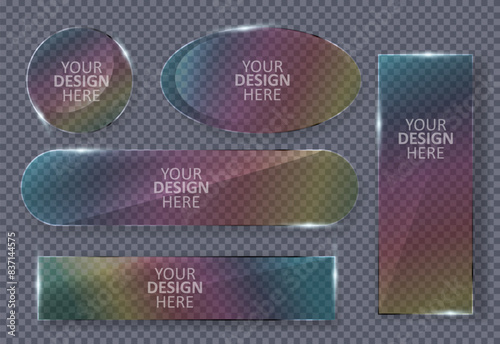 Reflecting glass banner.  isolated on transparent background