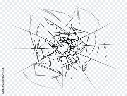 Vector cracked crushed realistic glass