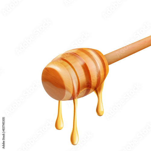 honey dripping isolated on white background