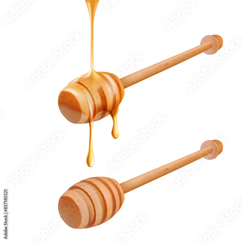 honey dripping isolated on white background