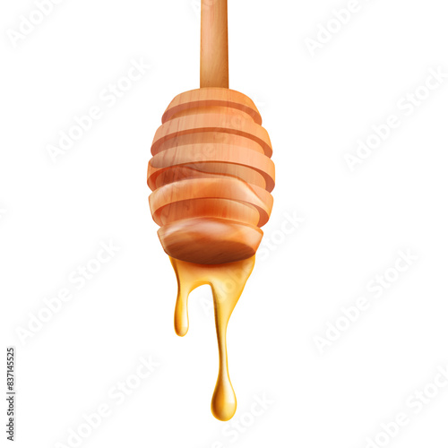 honey dripping isolated on white background