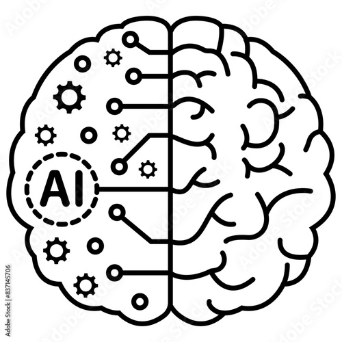 Human and AI Brain Icon (ID: 837145706)