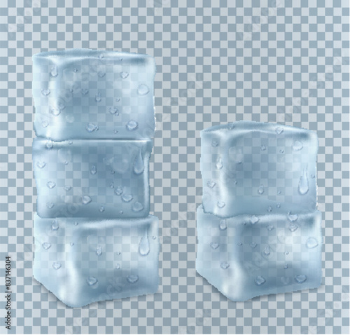 transparent ice cubes in blue colors. vector illustration